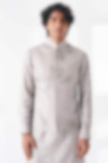 London Fog Shade Silk Embroidered Nehru Jacket by Dhruv Vaish at Pernia's Pop Up Shop