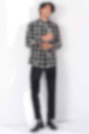 Black Silk Thread Embroidered Wedding Bandhgala  by Dhruv Vaish at Pernia's Pop Up Shop