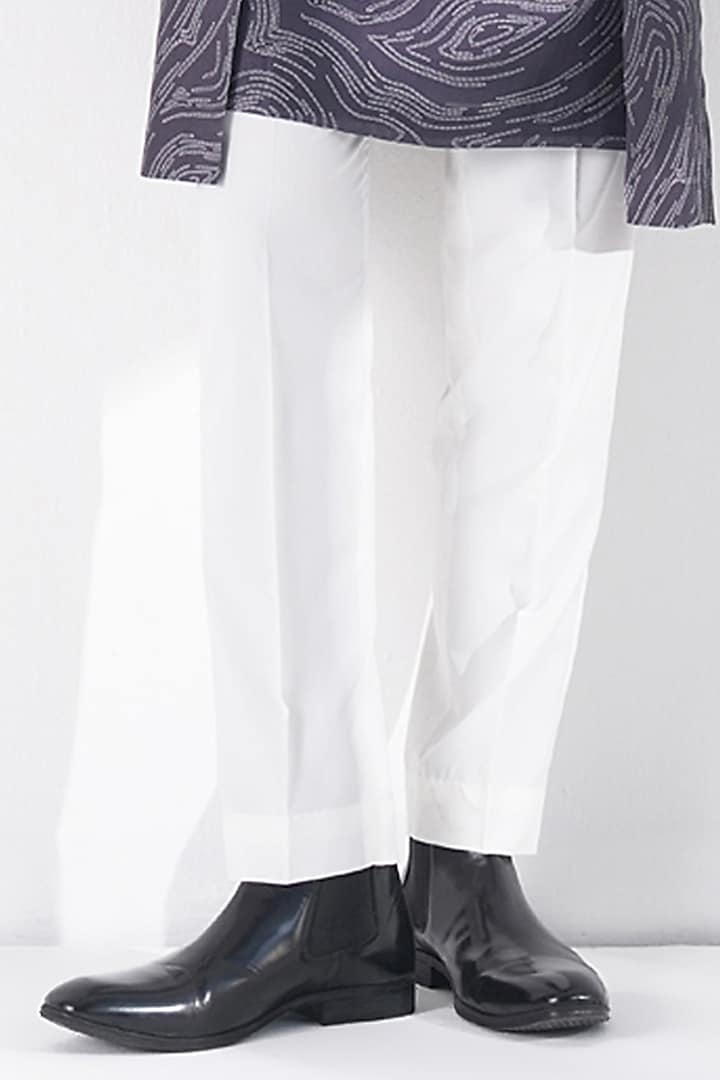 Dark Purple Cotton Silk Chanderi Printed Kurta Set by Dhruv Vaish at Pernia's Pop Up Shop