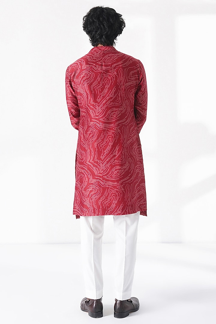 Earthy Red Cotton Silk Chanderi Printed Kurta Set by Dhruv Vaish at Pernia's Pop Up Shop