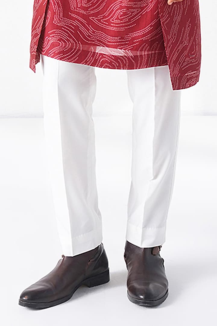 Earthy Red Cotton Silk Chanderi Printed Kurta Set by Dhruv Vaish at Pernia's Pop Up Shop