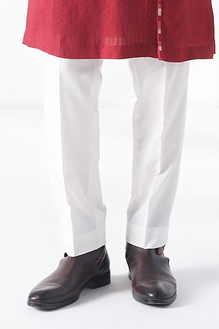 Earthy Red Cotton Silk Textured Kurta Set by Dhruv Vaish at Pernia's Pop Up Shop