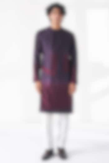 Midnight Mauve Ombre Cotton Silk Chanderi Layered Kurta Set by Dhruv Vaish at Pernia's Pop Up Shop