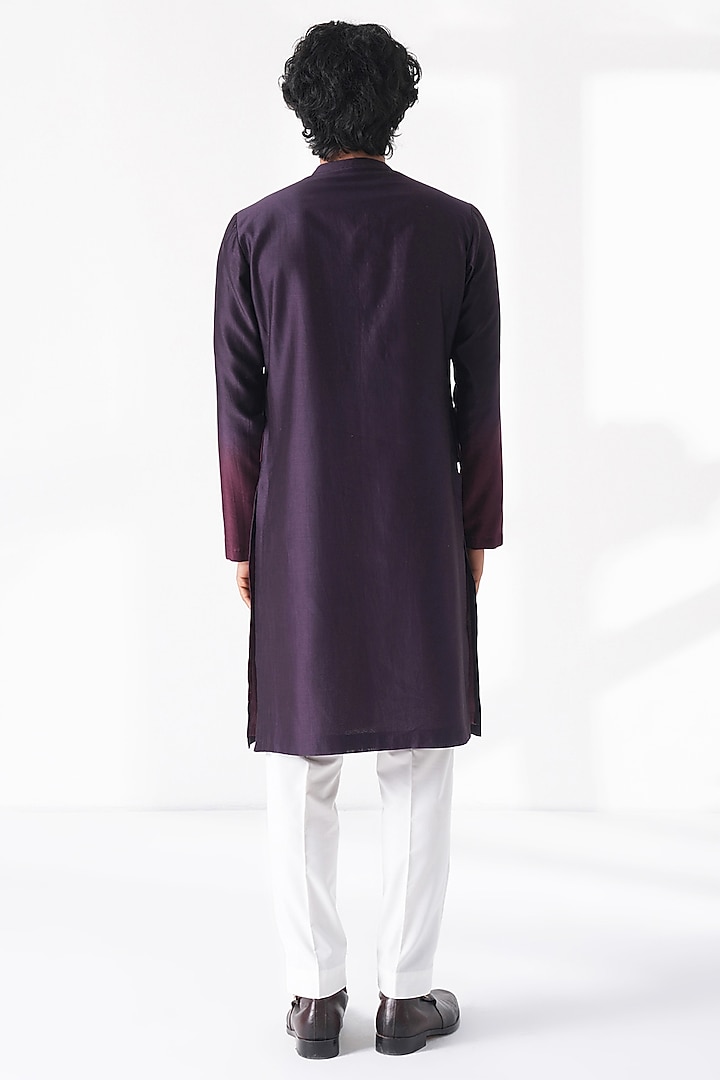 Midnight Mauve Ombre Cotton Silk Chanderi Layered Kurta Set by Dhruv Vaish at Pernia's Pop Up Shop
