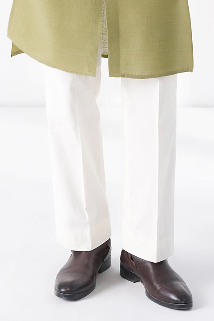 Fern Green Matka Silk Embroidered Kurta Set by Dhruv Vaish at Pernia's Pop Up Shop