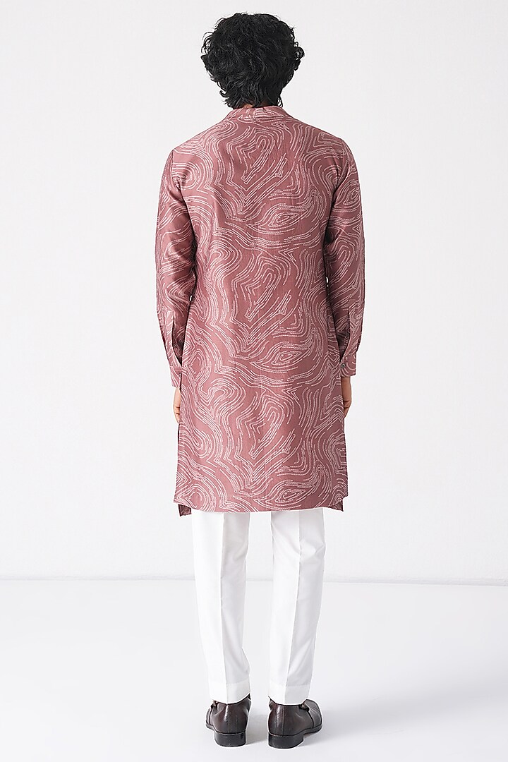 Dusty Rose Cotton Silk Chanderi Printed Kurta Set by Dhruv Vaish at Pernia's Pop Up Shop