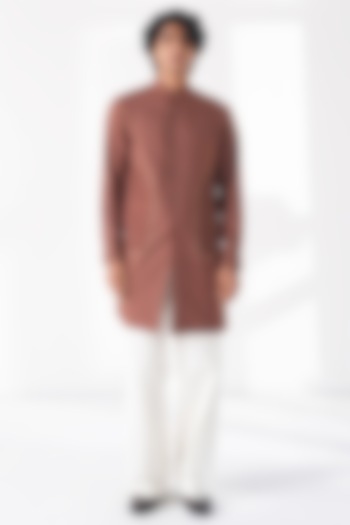 Bean Brown Cotton Silk Kurta by Dhruv Vaish at Pernia's Pop Up Shop