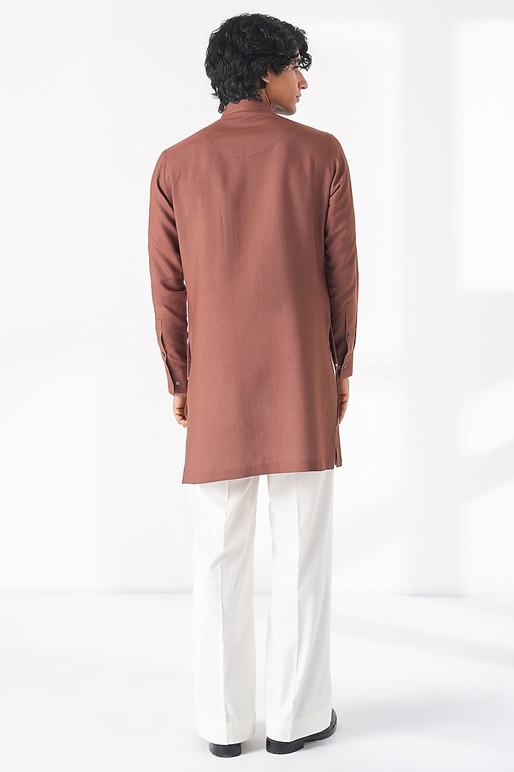 Bean Brown Cotton Silk Kurta by Dhruv Vaish at Pernia's Pop Up Shop