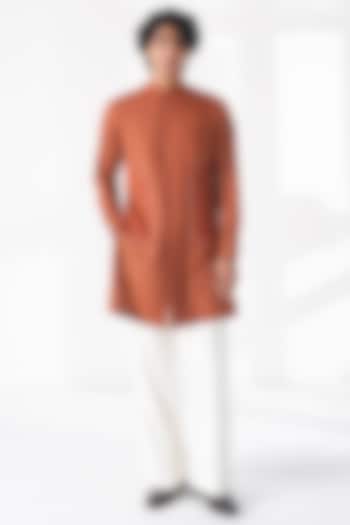 Burnt Orange Cotton Silk Kurta by Dhruv Vaish at Pernia's Pop Up Shop