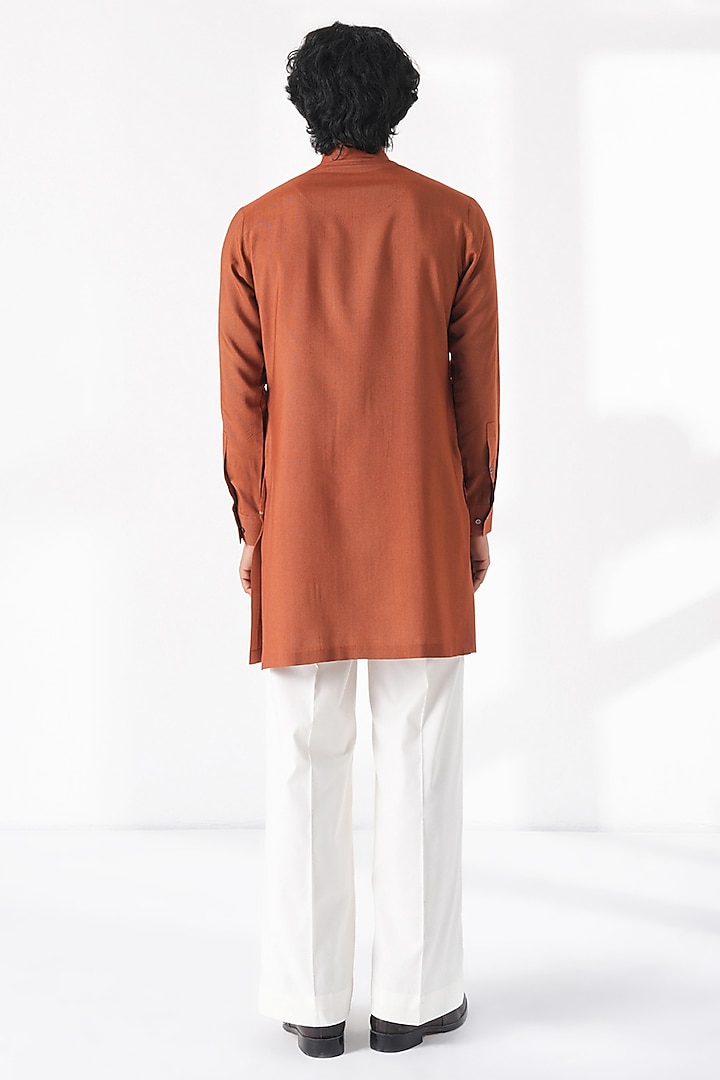 Burnt Orange Cotton Silk Kurta by Dhruv Vaish at Pernia's Pop Up Shop