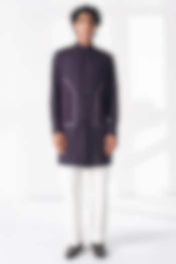 Midnight Purple Cotton Silk Kurta by Dhruv Vaish at Pernia's Pop Up Shop