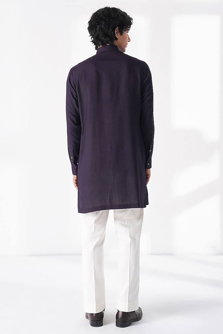 Midnight Purple Cotton Silk Kurta by Dhruv Vaish at Pernia's Pop Up Shop