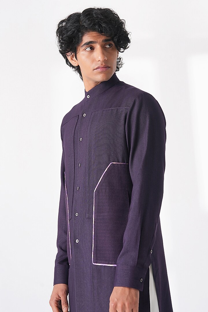Midnight Purple Cotton Silk Kurta by Dhruv Vaish at Pernia's Pop Up Shop