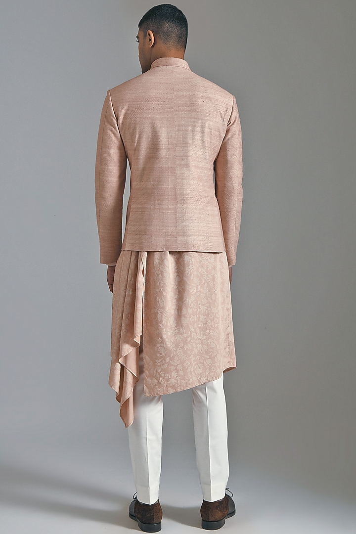 Pink Silk Wedding Bandhgala by Dhruv Vaish at Pernia's Pop Up Shop