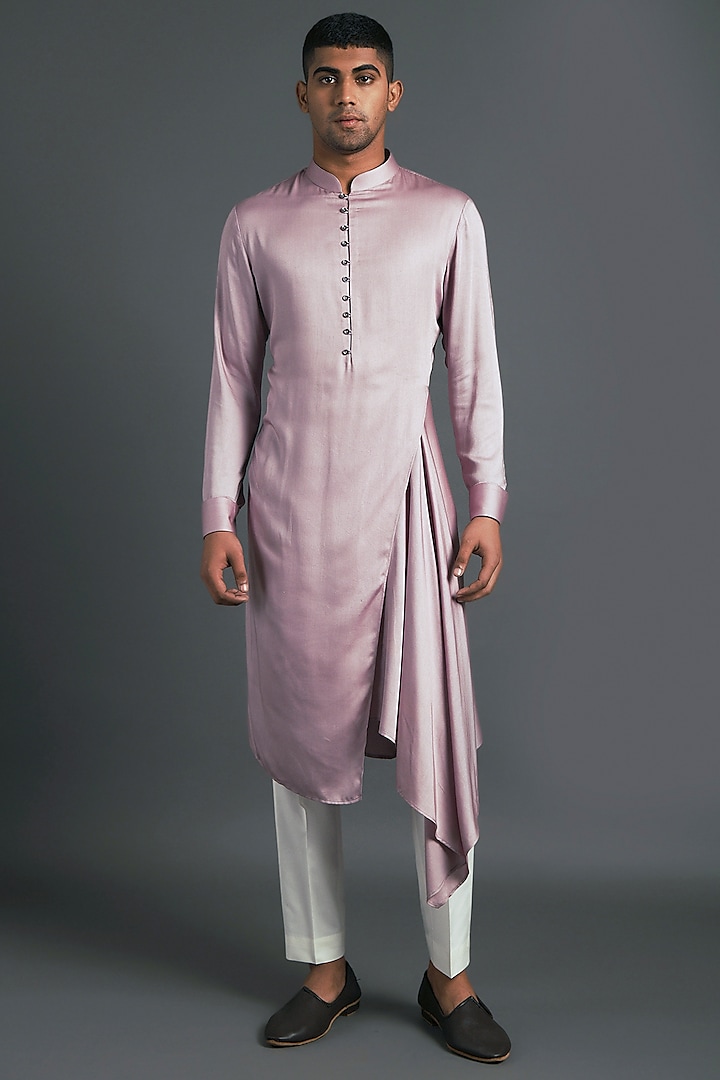 Lavender Flared Kurta With Pants by Dhruv Vaish