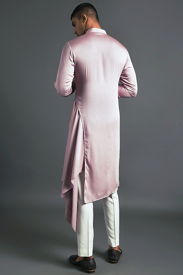 Lavender Cotton Satin Kurta Set by Dhruv Vaish at Pernia's Pop Up Shop