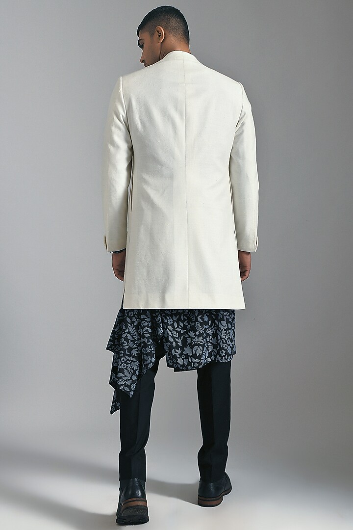 Ivory Silk Wedding Indowestern Jacket by Dhruv Vaish at Pernia's Pop Up Shop