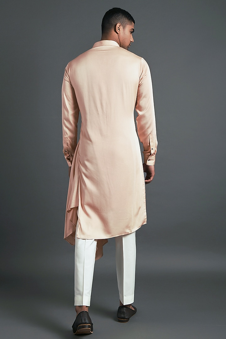 Blush Pink Cotton Satin Kurta Set by Dhruv Vaish at Pernia's Pop Up Shop