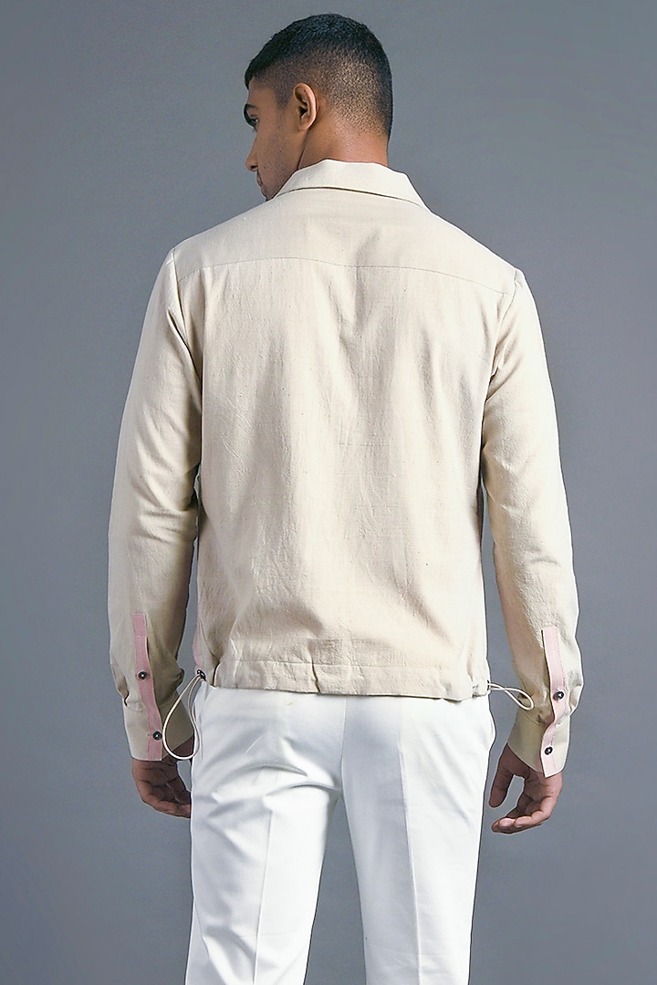Sandstone Color Handloom Cotton Wedding Shirt  by Dhruv Vaish at Pernia's Pop Up Shop