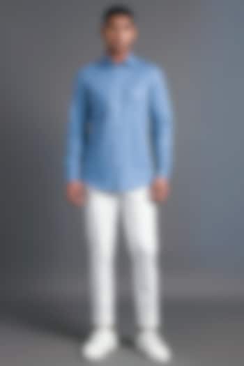 Capri Blue Shirt With Chest Pockets by Dhruv Vaish