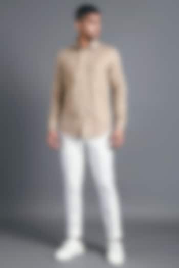 Sand Stone Shirt With Chest Pockets by Dhruv Vaish