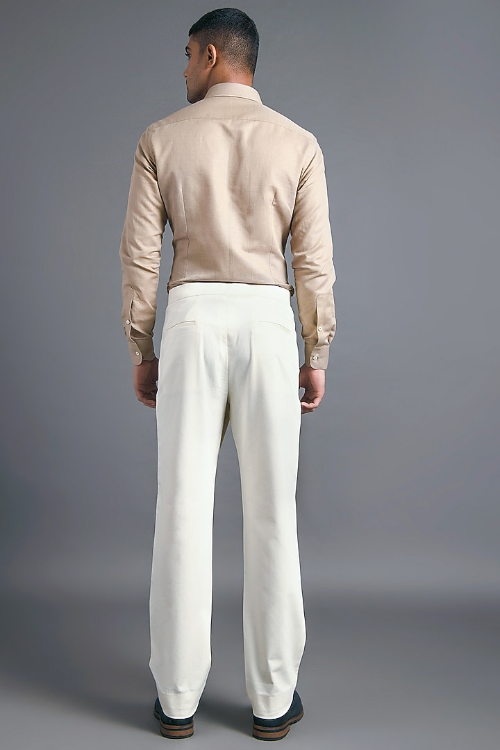 Cream Cotton Trousers by Dhruv Vaish at Pernia's Pop Up Shop