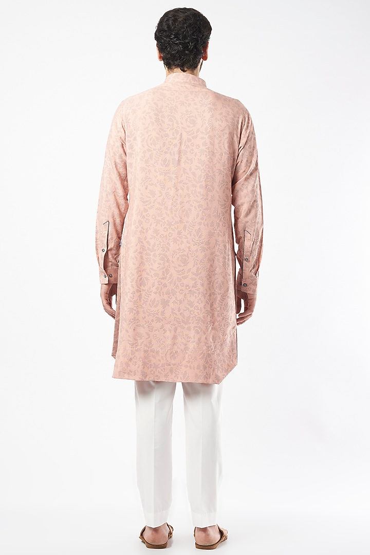 Sand Rose Cotton Silk Printed Kurta Set by Dhruv Vaish at Pernia's Pop Up Shop