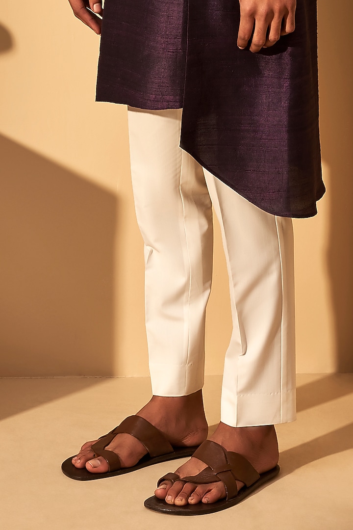 Shadow Plum Raw Silk Metallic Embroidered Kurta Set by Dhruv Vaish at Pernia's Pop Up Shop