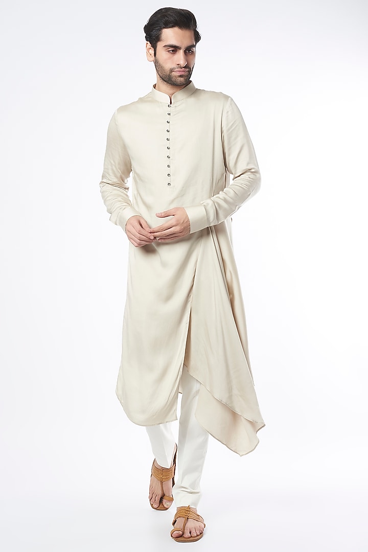 Moon Rock Cotton Satin Kurta Set by Dhruv Vaish