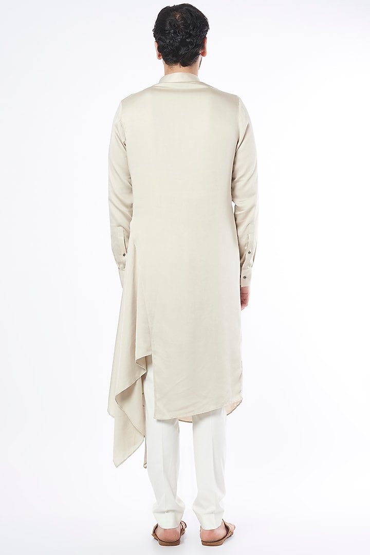 Moon Rock Cotton Satin Kurta Set by Dhruv Vaish at Pernia's Pop Up Shop
