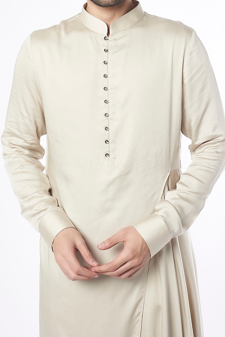 Moon Rock Cotton Satin Kurta Set by Dhruv Vaish at Pernia's Pop Up Shop