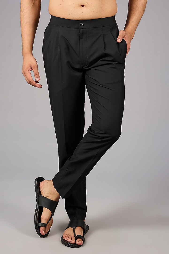 Black Cotton Silk Draped Kurta Set by Dhruv Vaish at Pernia's Pop Up Shop