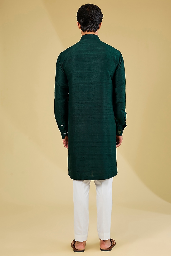 Jade Mist Silk Zari Embroidered Kurta Set by Dhruv Vaish at Pernia's Pop Up Shop