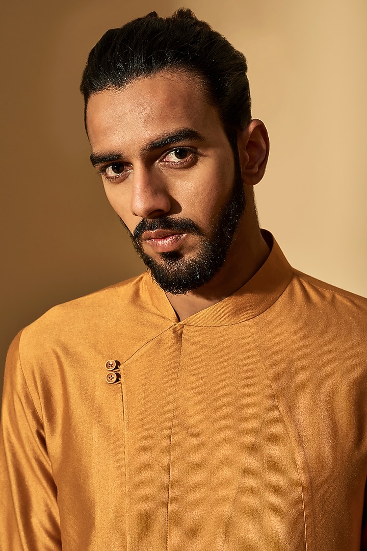 Sahara Sun Cotton Silk Asymmetric Kurta Set by Dhruv Vaish at Pernia's Pop Up Shop