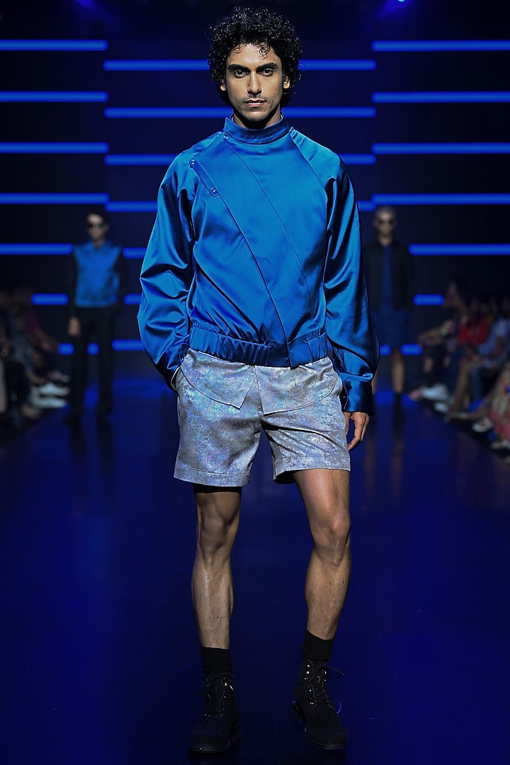 Silver Foil Shorts by Dhruv Vaish