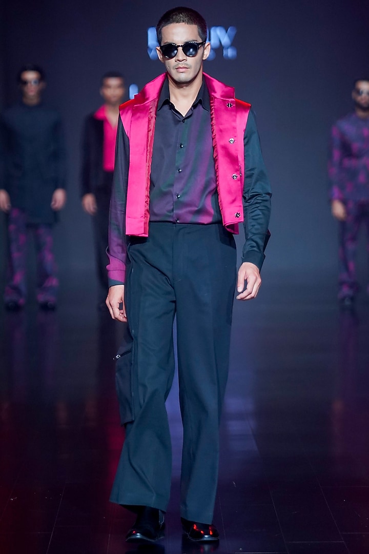 Rock Red Satin Vest by Dhruv Vaish at Pernia's Pop Up Shop