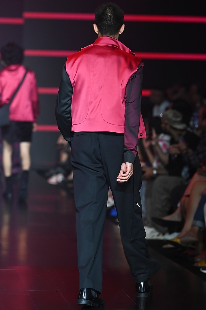 Rock Red Satin Vest by Dhruv Vaish at Pernia's Pop Up Shop