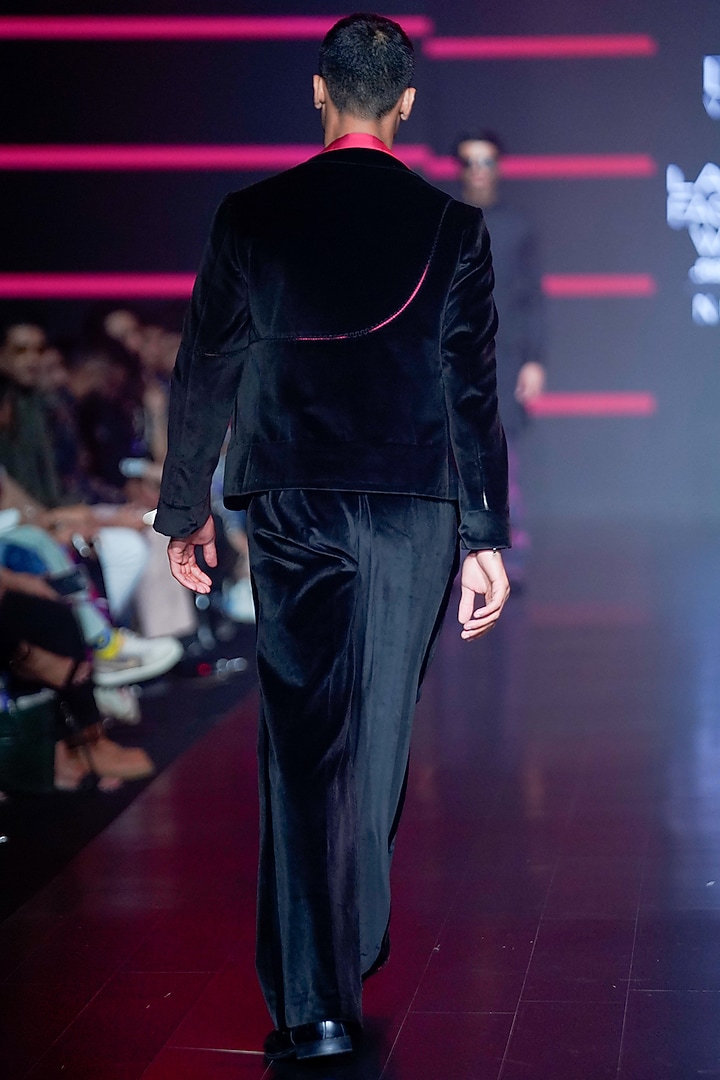 Black Velvet Velvet Jacket Set by Dhruv Vaish at Pernia's Pop Up Shop