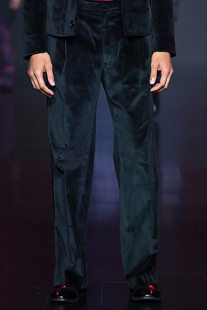 Black Velvet Velvet Jacket Set by Dhruv Vaish at Pernia's Pop Up Shop