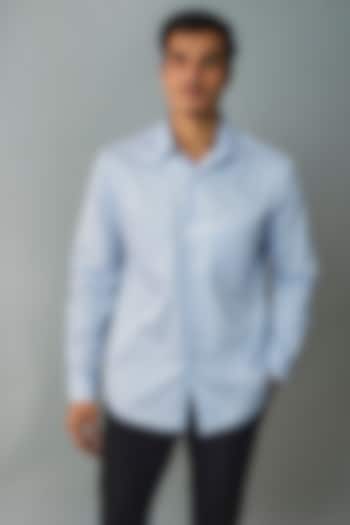 Ice Blue Cotton Satin Party Wear Shirt by Dhruv Vaish at Pernia's Pop Up Shop