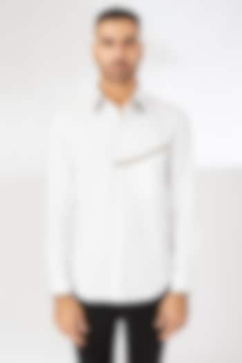 White Cotton Satin Shirt by Dhruv Vaish