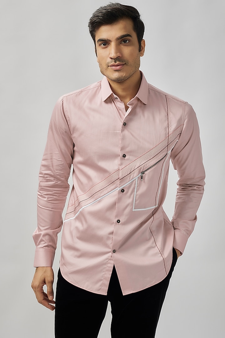 Rose Cotton Satin Shirt by Dhruv Vaish