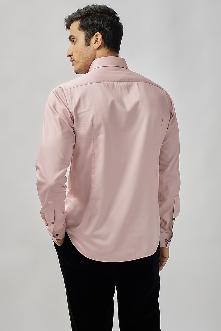 Rose Cotton Satin Party Wear Shirt by Dhruv Vaish at Pernia's Pop Up Shop