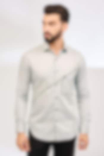 Silver Cotton Satin Shirt by Dhruv Vaish at Pernia's Pop Up Shop