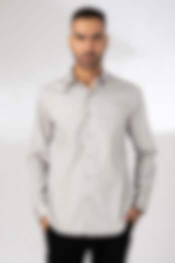 Grey Cotton Satin Shirt by Dhruv Vaish