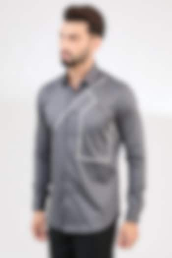 Grey Cotton Shirt by Dhruv Vaish