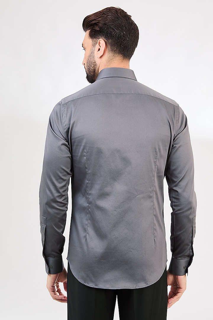 Grey Cotton Party Wear Shirt by Dhruv Vaish at Pernia's Pop Up Shop
