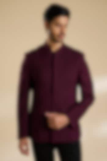 Old Mauve Silk Bandhgala by Dhruv Vaish