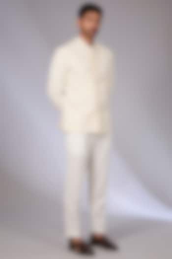Ivory Silk Bandhgala by Dhruv Vaish