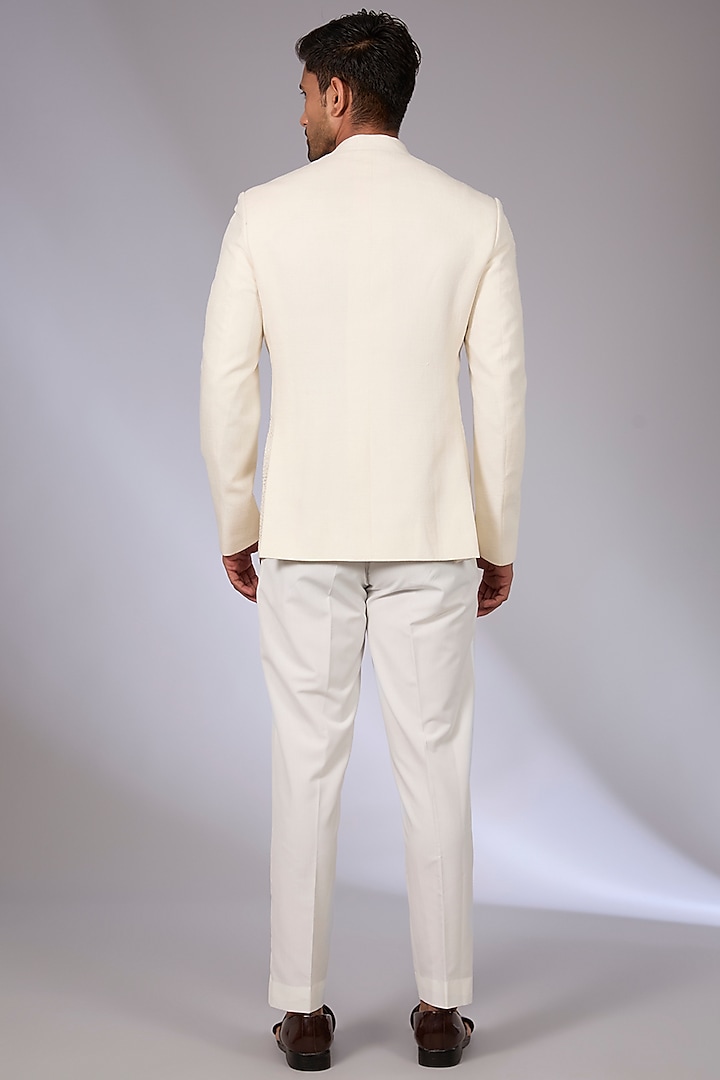 Ivory Silk Wedding Bandhgala by Dhruv Vaish at Pernia's Pop Up Shop
